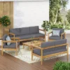 5pc Magnolia Patio Acacia Wood 7 Seater Chat Set - Teak/Dark Gray - Christopher Knight Home -Outdoor Furniture Store GUEST f261e020 ed81 4f5e a379 17d936af30b3