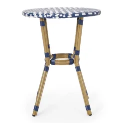 Picardy 3pc Outdoor Aluminum French Bistro Set - Navy/White/Bamboo - Christopher Knight Home -Outdoor Furniture Store GUEST f672e459 7f5d 4a05 a364 c21b13c1f33a