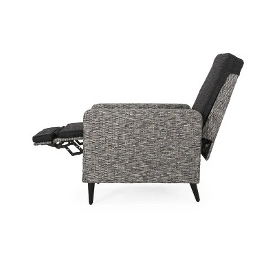Murdock Outdoor Wicker Recliner - Black/Dark Gray - Christopher Knight Home 4 Murdock Outdoor Wicker Recliner - Black/Dark Gray - Christopher Knight Home - Image 2