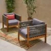 Laurel 2pk Acacia Wood Club Chair Teak/Gray - Christopher Knight Home -Outdoor Furniture Store GUEST fdde01af 1095 40bb 9edc 1cd2d36c25e5